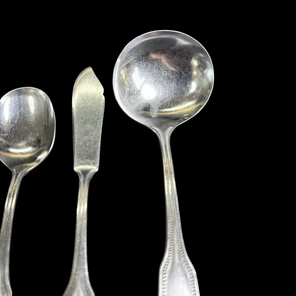 Stainless By‎ Salem Flatware Beaded Japan Service for 8 Plus Serveware Lot of 48